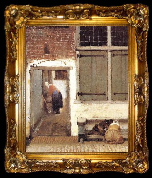 framed  VERMEER VAN DELFT, Jan The Little Street (detail) wt, ta009-2